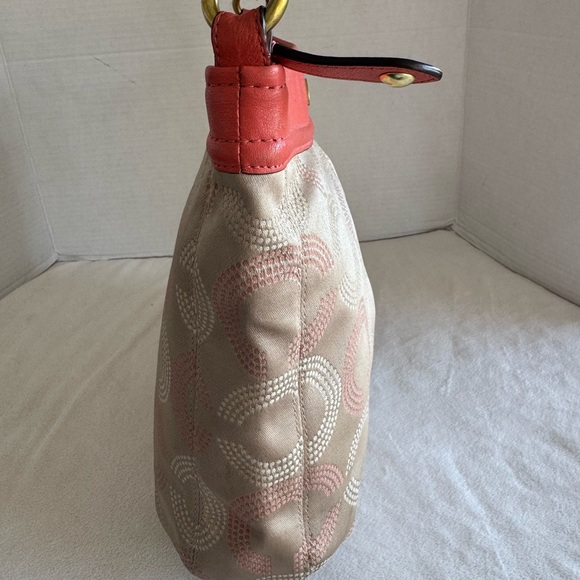 Coach Ashley Dotted Op Art Hippie Beige And Coral Shoulder Crossbody Bag #F20088 - Picture 8 of 16